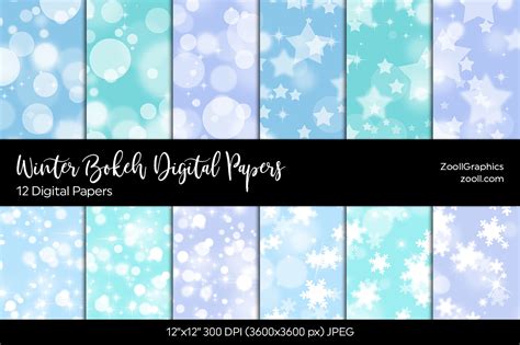 Download Free Winter Bokeh Digital Paper Silhouette